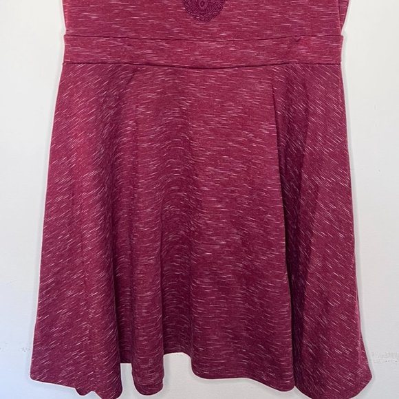 Xhilaration Fit and Flare Dress Crocheted Yoke Marled Fabric Hidden Zip Size L - Picture 3 of 4